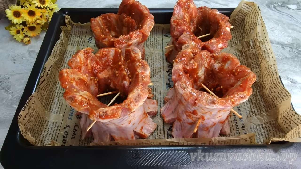 Запеченные свиные ребрышки «Грибной пенек» — рецепт пошаговый с фото
