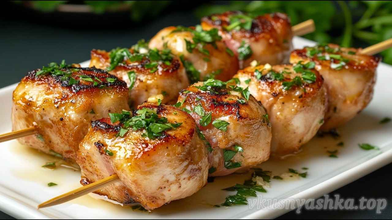 Куриные шашлычки на шпажках в аэрогриле видеорецепт